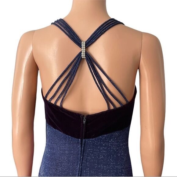 JUMP Apparel Blue Velvet & Metallic Long Gown Sz 6 - Picture 7 of 15